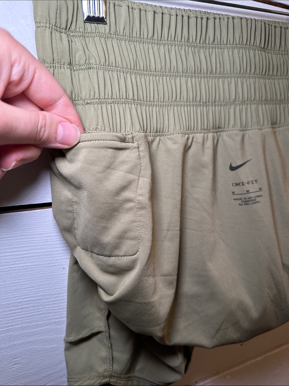 Nike Womens Dri-FIT Ultra High-Waisted 3" Lined Shorts Neutral Olive Medium - Picture 8 of 11